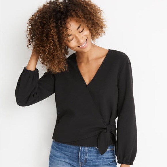 Madewell Tops - Madewell Texture and Thread Wrap Top in True Black